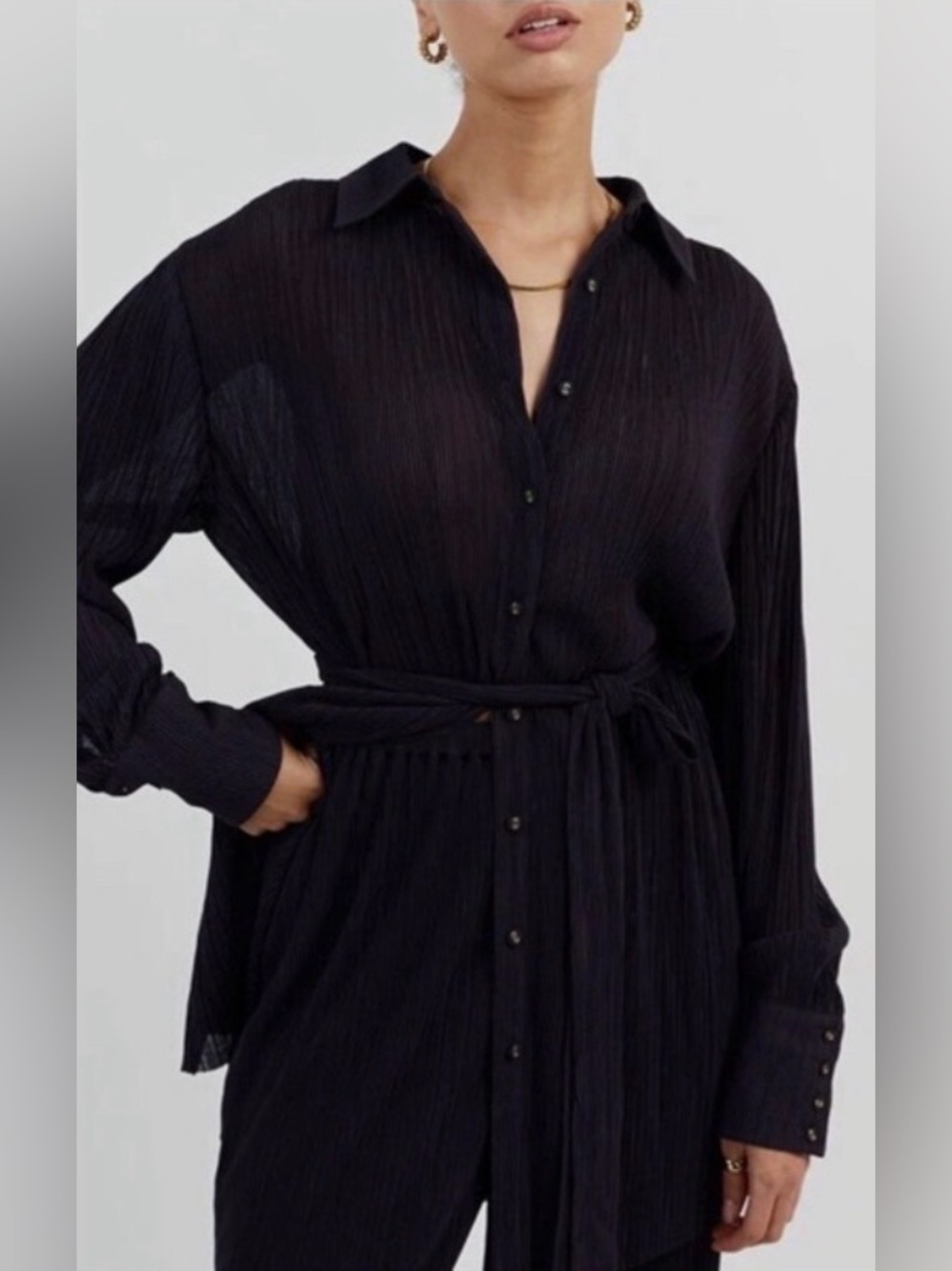 Dissh plissé pleated button-down shirt